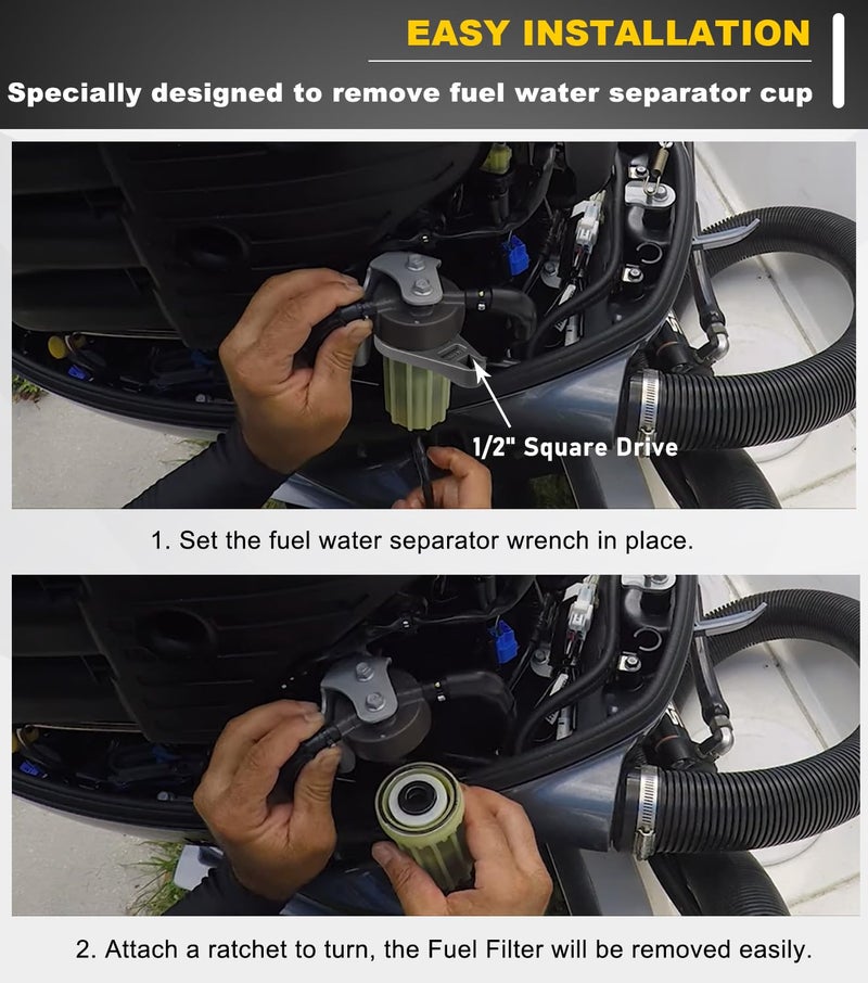 Camoo For Yamaha Fuel Filter Water Separator Wrench For 2006-2024 Yamaha 4 Strokes 150 to 350 HP (Serial Number 0406 to Current) 2.6L and 3.3L HPDI, Replace # YB-ACC04 18-79815 - Image 3